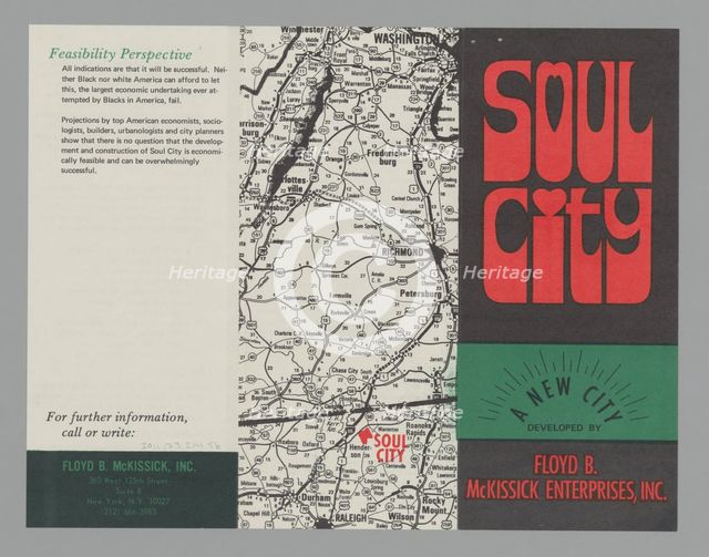 Promotional pamphlet for Soul City, 1971. Creator: Unknown.