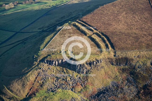 Promontory fort, threatened by erosion, Combs Edge, Derbyshire, 2023. Creator: Damian Grady.