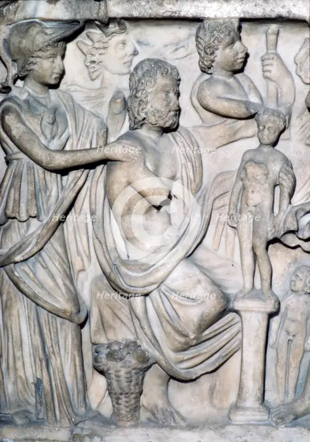 Prometheus creating the First Man, detail of Sarcophagus from Arles, France, c3rd-4th century. Artist: Unknown.