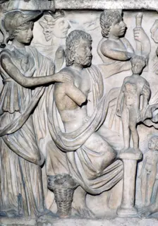 Prometheus creating the First Man, detail of Sarcophagus from Arles, France, c3rd-4th century