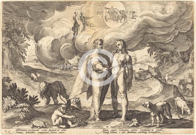 Prometheus Making Man and Animating Him with Fire from Heaven. Creator: Goltzius, Workshop of Hendrick, after Hendrick Gol.