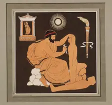Prometheus molds man from clay, c1832. Creator: Philipp Veit