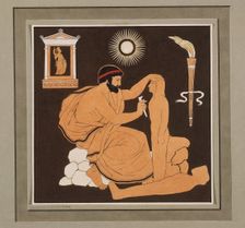 Prometheus molds man from clay, c1832. Creator: Philipp Veit