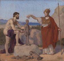 Prometheus Moulding Man from Clay, 1845. Creator: Constantin Hansen