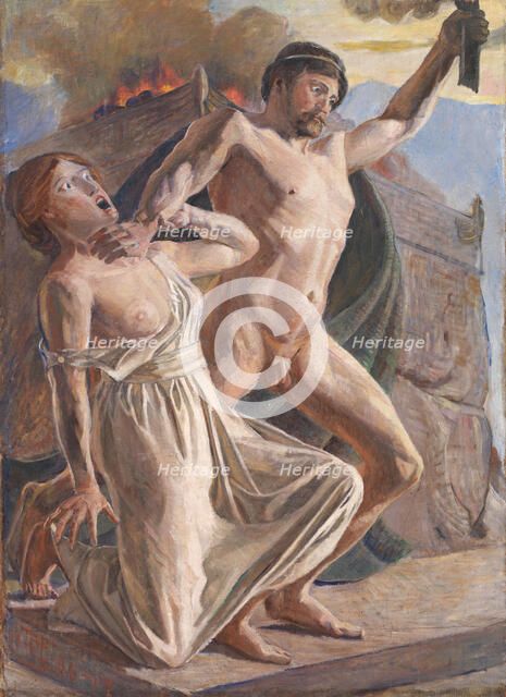 Prometheus steals fire, 1906-1917. Creator: Poul S. Christiansen.