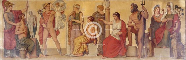 Prométhée modelant le premier homme, composition provenant de l'atrium de la maison..., c1860. Creator: Sebastien-Melchior Cornu.