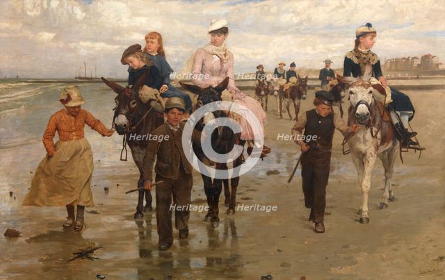 Promenade on the Beach - Heist-aan-Zee, 1884. Creator: Jan Verhas.
