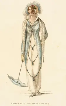 Promenade or Opera Dress, 1810. Creator: Rudolph Ackermann