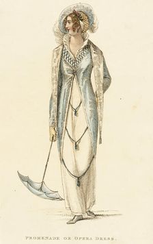 Promenade or Opera Dress, 1810. Creator: Rudolph Ackermann