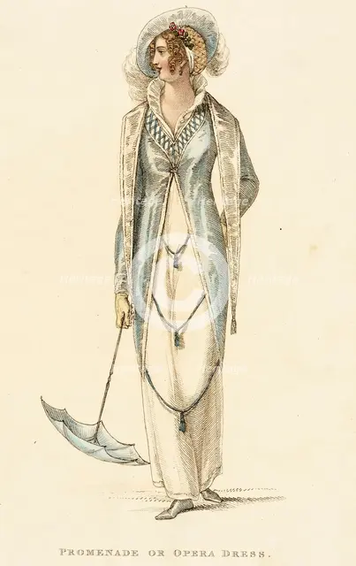 Promenade or Opera Dress, 1810. Creator: Rudolph Ackermann.