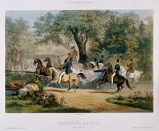 Promenade au bois. (Le Pré Catelan), 1856. Creator: Guérard; Eugène Charles François (1821-1866)