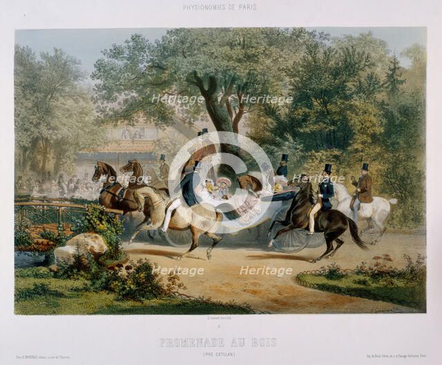 Promenade au bois. (Le Pré Catelan), 1856. Creator: Guérard; Eugène Charles François (1821-1866).