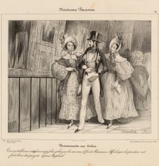 Promenade au salon, 1836. Creator: Bourdet, Jules Joseph Guillaume (1799-1869)