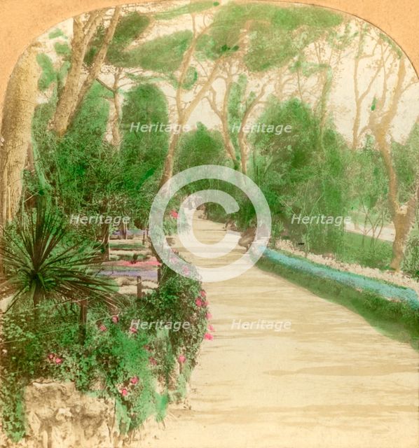 'Promenade, Alameda Garden, Rock of Gibraltar', 1896. Creator: Keystone View Company.
