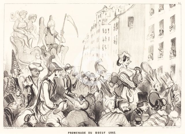 Promenade du Boeuf Gras, 1839. Creator: Honore Daumier.