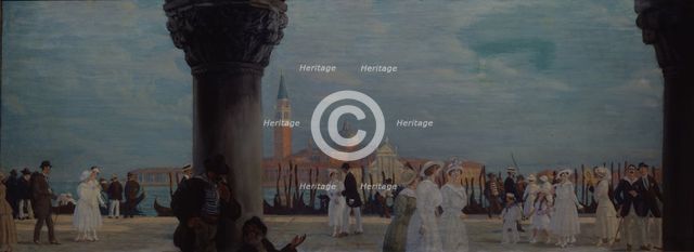 Promenade in Venice, 1907-1908. Artist: Kustodiev, Boris Michaylovich (1878-1927)