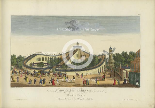 Promenades aériennes, jardin Baujon, honoré de la présence de Sa Majesté le 3 août 1817, 1817-1818. Creator: Courvoisier-Voisin, Henri (1757-1830).