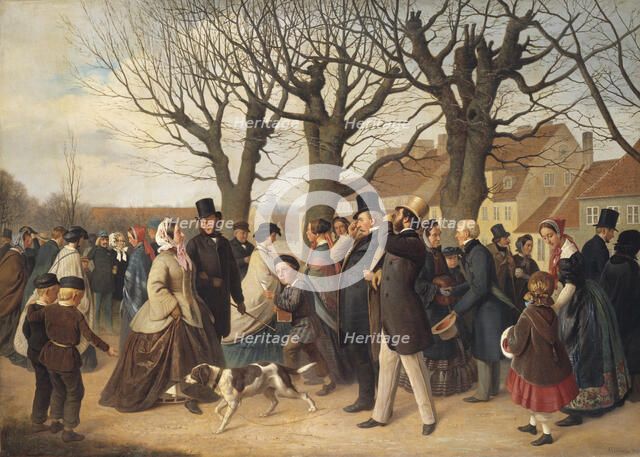 Promenading on the Ramparts of Copenhagen on the Evening of a Public Holiday in Spring, 1862. Creator: Andreas Herman Hunaeus.