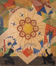 Promised Land. Stage design for the theate play "Mystery-Bouffe" by Vladimir Mayakovsky, 1919. Creator: Mayakovsky, Vladimir Vladimirovich (1893-1930)
