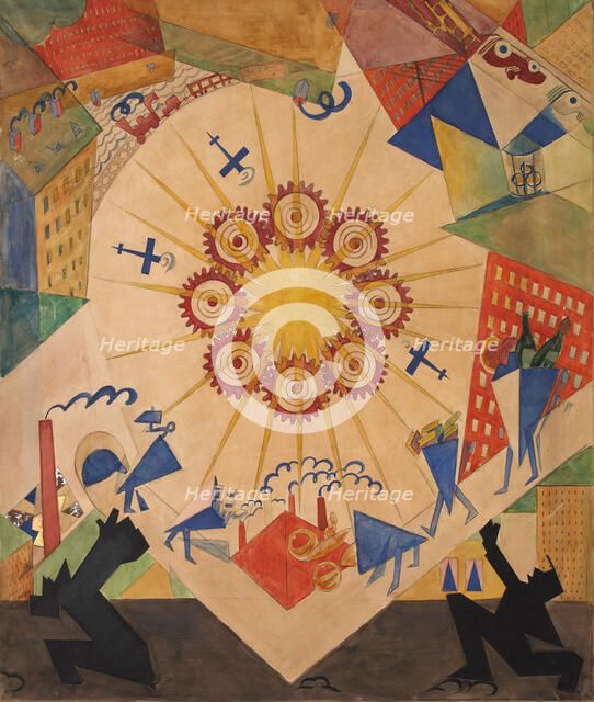 Promised Land. Stage design for the theate play "Mystery-Bouffe" by Vladimir Mayakovsky, 1919. Creator: Mayakovsky, Vladimir Vladimirovich (1893-1930).