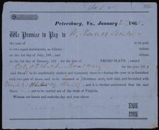 Promissory note for hire of slave Cely and two children, 1865-01-02. Creator: Unknown