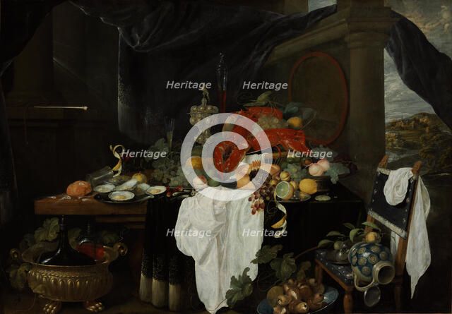 Pronk Still Life with Fruit, Oyters, and Lobsters, c. 1640. Artist: Benedetti, Andries (active Mid of 17th cen.)