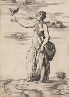 Proserpine Changing Aesculapius into an Owl, 1548. Creator: Enea Vico