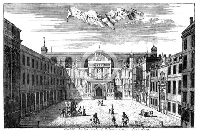 'Prospect of Guildhall', City of London, 1755 (1886).Artist: William Griggs