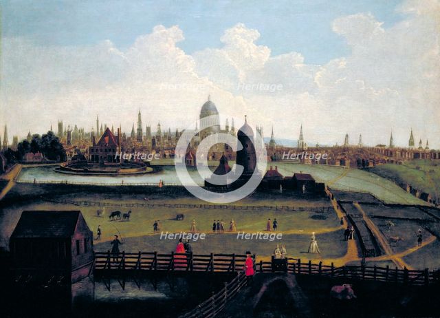 'Prospect of the City from the North', London, c1730. Artist: Anon