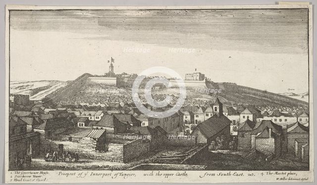 Prospect of the inner part of Tangier, with the upper Castle, from South-East, 1669-73. Creator: Wenceslaus Hollar.
