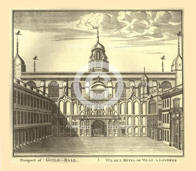 Prospect of the London Guildhall, 1886.  Artist: Unknown.