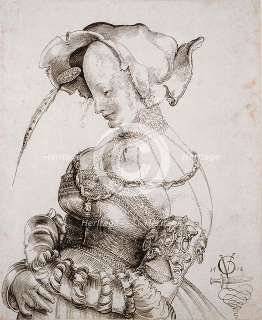 Prostitute in Half Figure, 1518. Creator: Graf, Urs (c. 1485-1527/28).