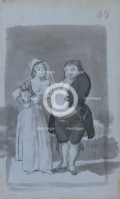 Prostitute Soliciting a Fat, Ugly Man (recto), 1796-97. Creator: Francisco de Goya (Spanish, 1746-1828).