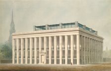 Proposal for Astor House (Park Hotel), New York (perspective), ca. 1830-34. Creator: Alexander Jackson Davis