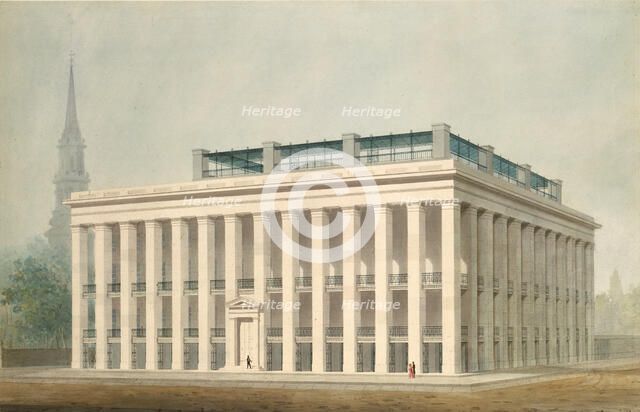 Proposal for Astor House (Park Hotel), New York (perspective), ca. 1830-34. Creator: Alexander Jackson Davis.