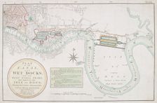 Proposed canals and docks, London, 1800. Artist: Anon