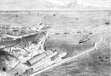 Proposed Channel Railway Ferry: station and pier at Dover, 1870. Creator: Unknown