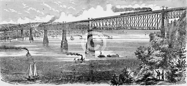 'Proposed Bridge across the Hudson at Poughkeepsie', 1883. Artist: Unknown.