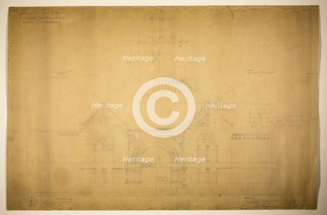 Proposed Fine Arts Museum, World's Columbian Exposition, Chicago, Entrance Elevation, c. 1890. Creator: John Wellborn Root.
