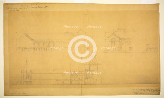 Proposed Fine Arts Museum, World's Columbian Exposition, Chicago, Elevation Sketches, c1890/91. Creator: John Wellborn Root.