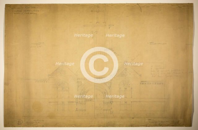 Proposed Fine Arts Museum, World's Columbian Exposition, Chicago, Entrance Elevation, c. 1890. Creator: John Wellborn Root.