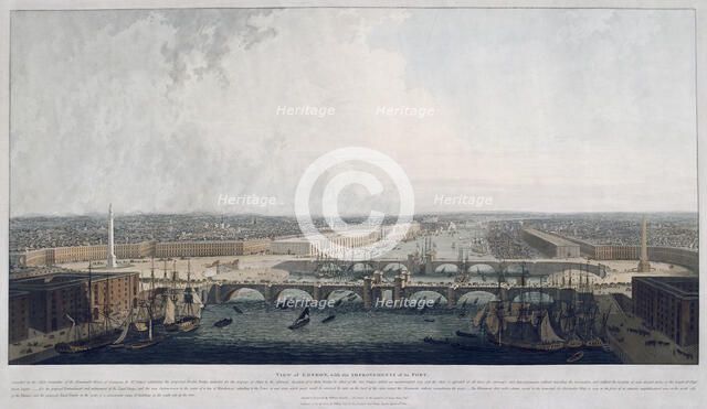 Proposed London Bridge, London, 1802.                                                    Artist: William Daniell