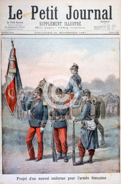 Proposed new uniforms of the French army, 1897. Artist: Henri Meyer