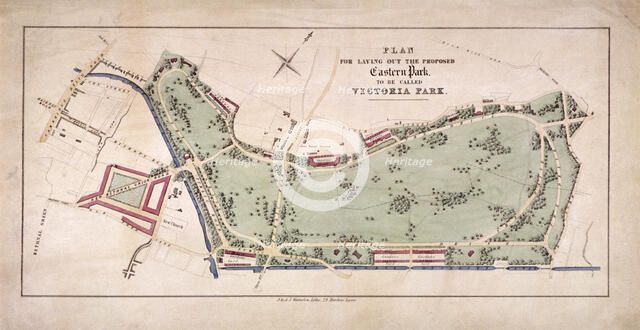 Proposed plan for Victoria Park, Hackney, London, c1845. Artist: Sir Ernest Albert Waterlow