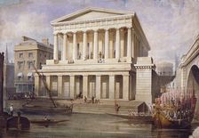 Proposed view of Fishmongers Hall near London Bridge, City of London, c1830. Artist: Frederick Nash
