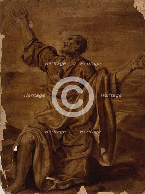 Prophet Kneeling, with Mountains in Distance, c. 1600. Creator: Unknown.