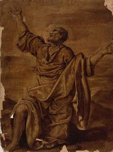 Prophet Kneeling, with Mountains in Distance, c. 1600. Creator: Unknown