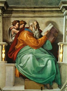 Prophets and Sibyls: Zechariah (Sistine Chapel ceiling in the Vatican), 1508-1512. Creator: Buonarroti, Michelangelo (1475-1564)
