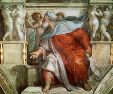 Prophets and Sibyls: Ezekiel (Sistine Chapel ceiling in the Vatican), 1508-1512. Creator: Buonarroti, Michelangelo (1475-1564)