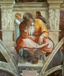 Prophets and Sibyls: Jeremiah (Sistine Chapel ceiling in the Vatican), 1508-1512. Creator: Buonarroti, Michelangelo (1475-1564)